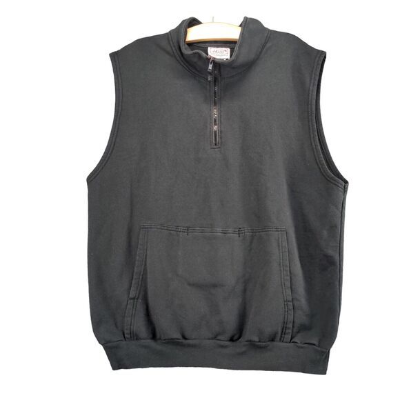 Vintage Huzu 1/4 Zip Sleeveless Vest Size XXL Black Made in USA - Picture 1 of 13